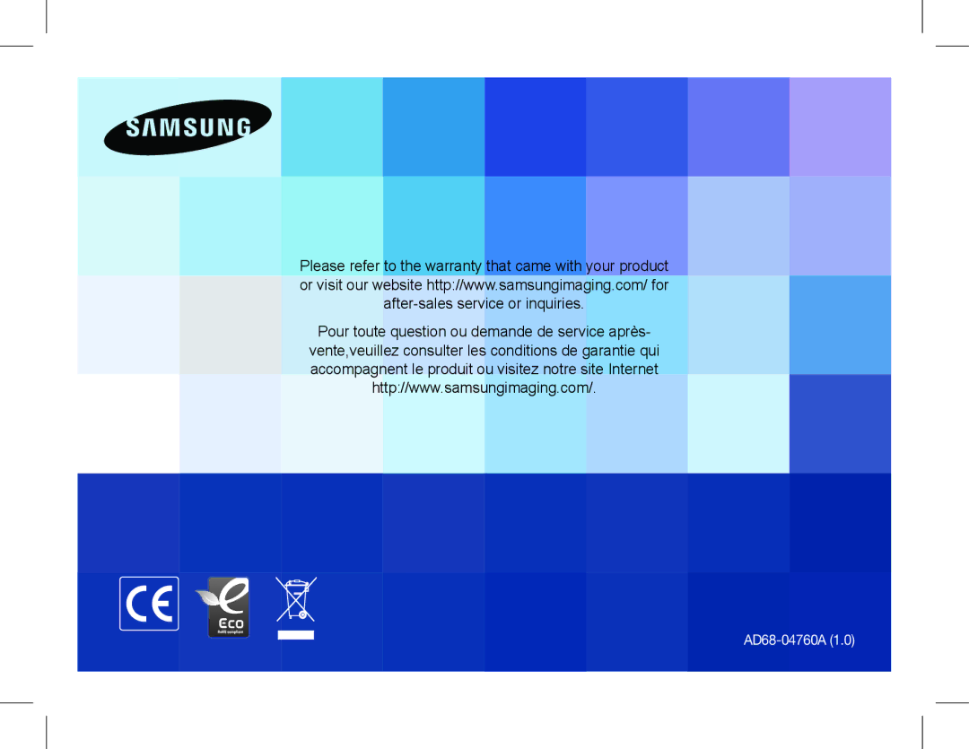 Samsung EC-WB610ZBDBE2, EC-WB600ZBPBE1, EC-WB610ZBDBE1, EC-WB600ZBPBGB, EC-WB610ZBDNE1, EC-WB600ZBPNE1 manual AD68-04760A 