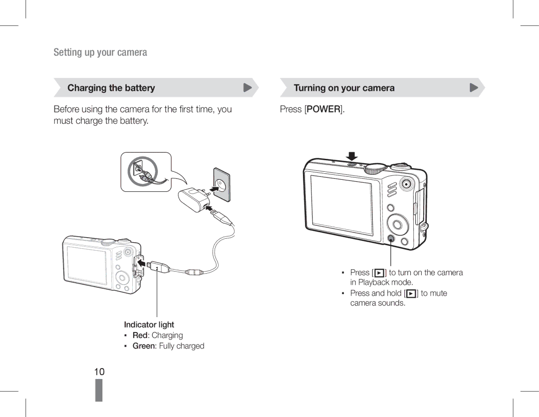 Samsung EC-WB600ZBPBE3, EC-WB600ZBPBE1, EC-WB610ZBDBE1, EC-WB600ZBPBGB manual Setting up your camera, Charging the battery 