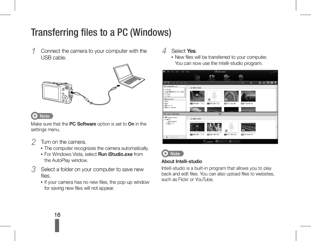 Samsung EC-WB600ZBPNSA manual Transferring files to a PC Windows, Connect the camera to your computer with the USB cable 