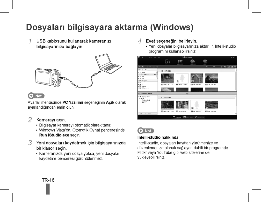 Samsung EC-WB600ZBPARU, EC-WB600ZBPBE1, EC-WB610ZBDBE1, EC-WB600ZBPBGB manual Dosyaları bilgisayara aktarma Windows, TR-16 