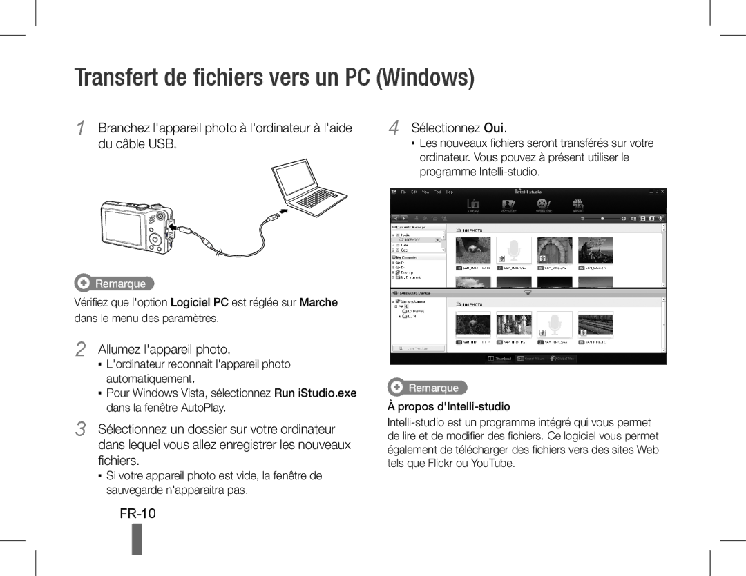 Samsung EC-WB600ZBPBE2 manual Transfert de fichiers vers un PC Windows, FR-10, Allumez lappareil photo, Sélectionnez Oui 