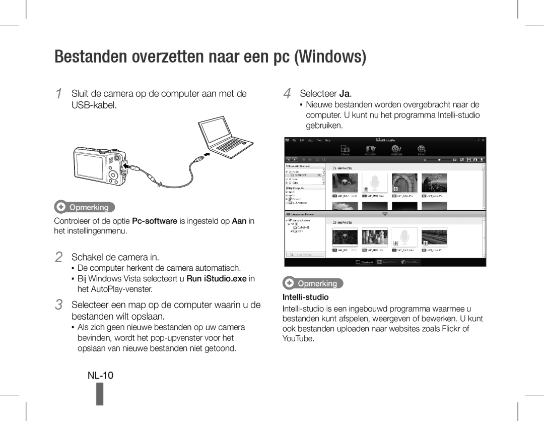 Samsung EC-WB600ZBPBVN, EC-WB600ZBPBE1 Bestanden overzetten naar een pc Windows, NL-10, Schakel de camera, Selecteer Ja 