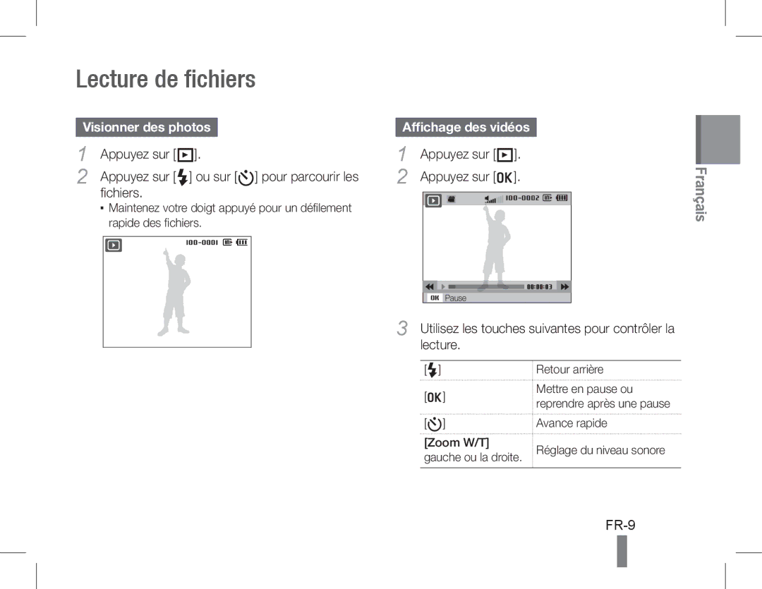 Samsung EC-WB600ZBPASA, EC-WB600ZBPBE1, EC-WB610ZBDBE1, EC-WB600ZBPBGB manual Lecture de fichiers, FR-9, Visionner des photos 