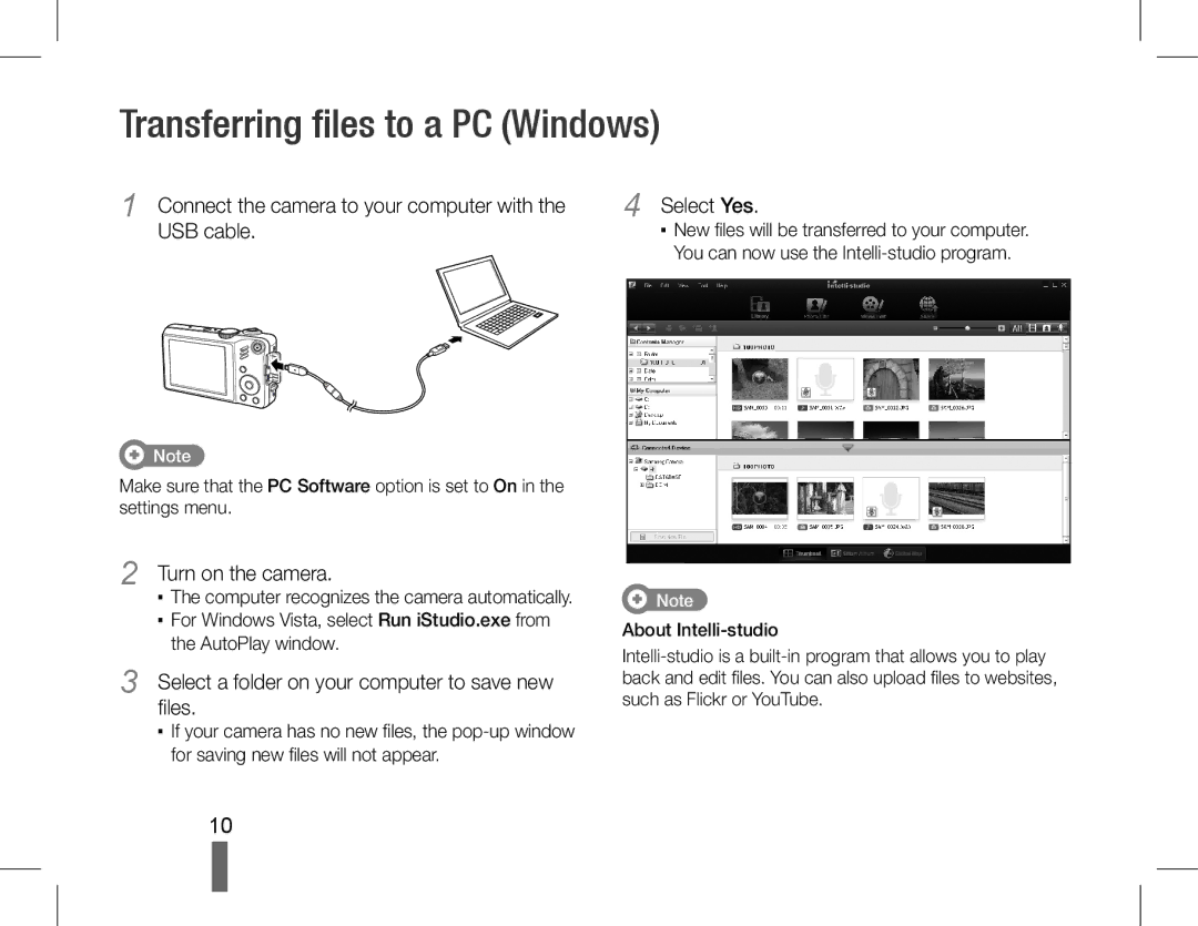 Samsung EC-WB600ZBPBE3 manual Transferring files to a PC Windows, Connect the camera to your computer with the USB cable 