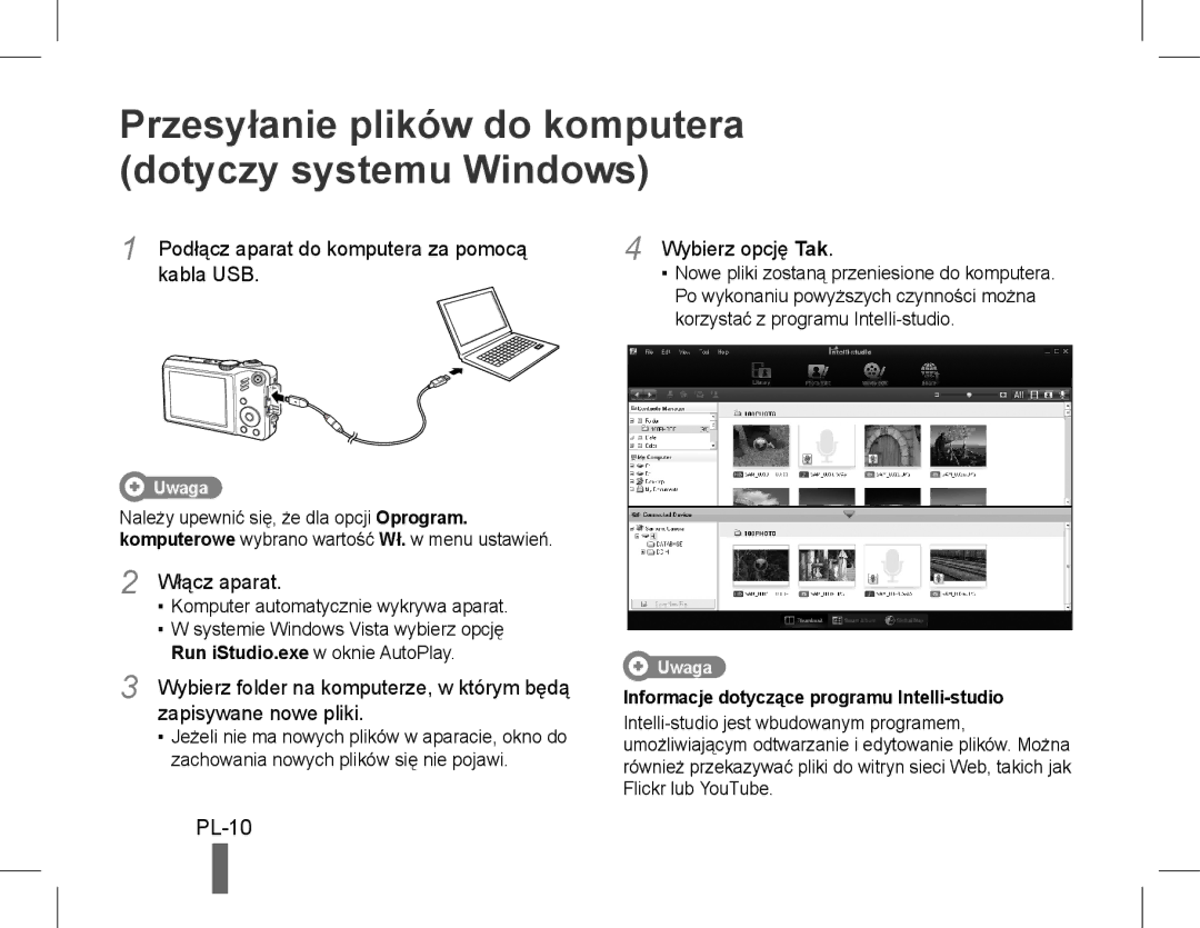 Samsung EC-WB600ZBPNDZ, EC-WB600ZBPBE1, EC-WB610ZBDBE1 manual Przesyłanie plików do komputera dotyczy systemu Windows, PL-10 