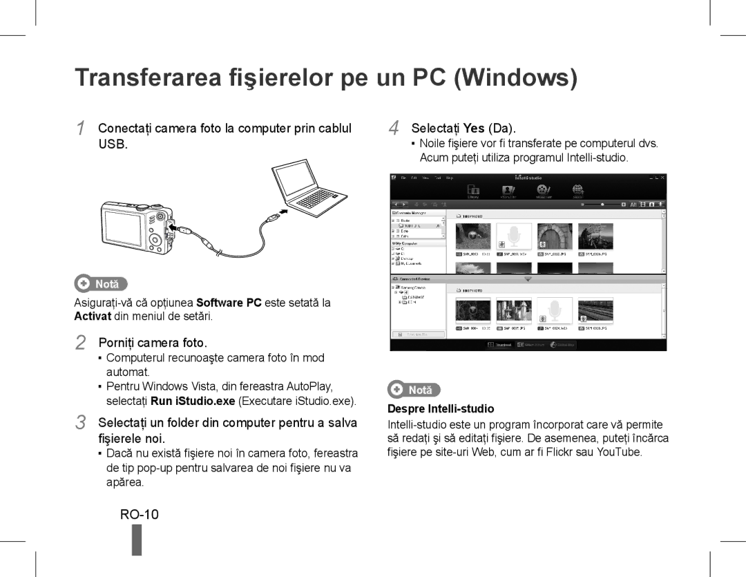 Samsung EC-WB600ZDPAIR, EC-WB600ZBPBE1 Transferarea fişierelor pe un PC Windows, RO-10, Porniţi camera foto, Fişierele noi 