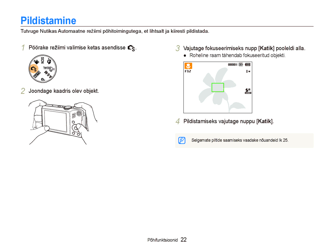 Samsung EC-WB600ZBPBRU, EC-WB600ZBPBE2 manual Pildistamine 