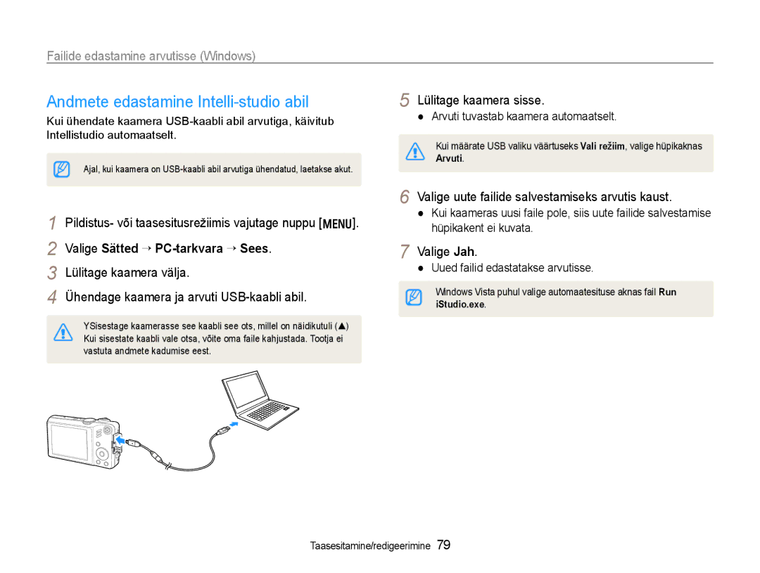 Samsung EC-WB600ZBPBE2, EC-WB600ZBPBRU manual Andmete edastamine Intelli-studio abil, Failide edastamine arvutisse Windows 