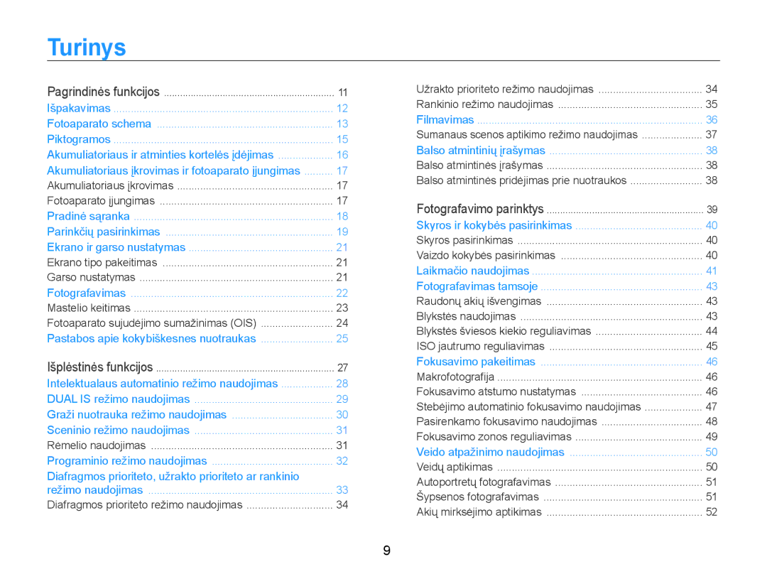 Samsung EC-WB600ZBPBE2, EC-WB600ZBPBRU manual Diafragmos prioriteto, užrakto prioriteto ar rankinio 