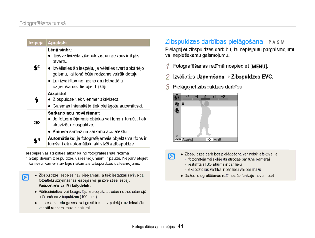 Samsung EC-WB600ZBPBRU manual Zibspuldzes darbības pielāgošana p a h n, Lēnā sinhr, Aizpildоt, Sarkano acu novēršana 