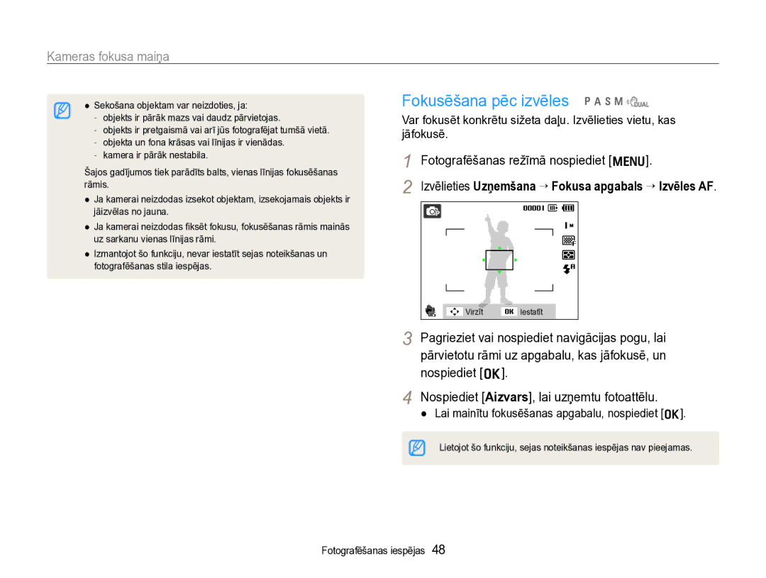 Samsung EC-WB600ZBPBRU, EC-WB600ZBPBE2 manual Fokusēšana pēc izvēles p a h n d 