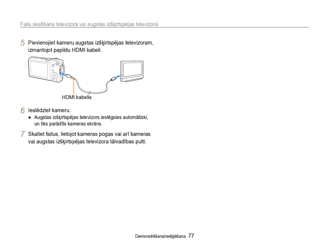 Samsung EC-WB600ZBPBE2, EC-WB600ZBPBRU manual Ieslēdziet kameru, Hdmi kabelis 