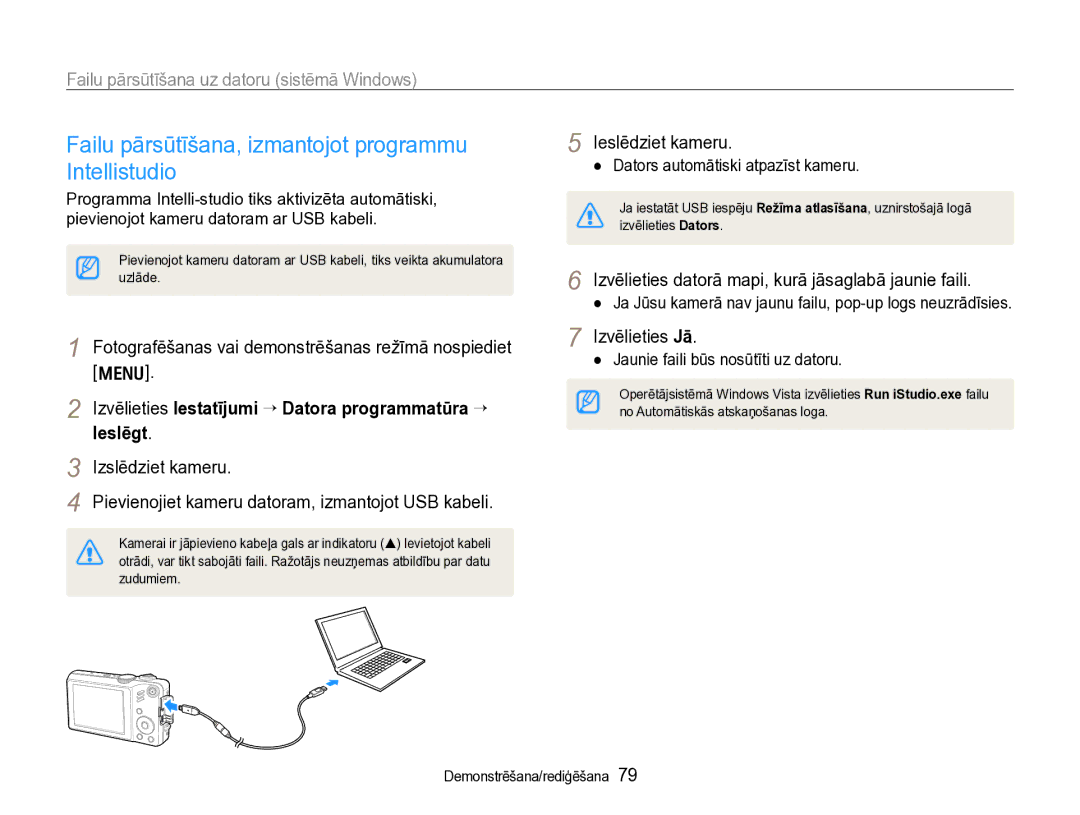 Samsung EC-WB600ZBPBE2, EC-WB600ZBPBRU manual Failu pārsūtīšana, izmantojot programmu, Intellistudio 