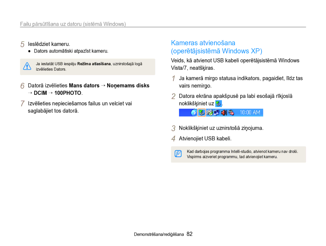 Samsung EC-WB600ZBPBRU, EC-WB600ZBPBE2 manual Kameras atvienošana, Operētājsistēmā Windows XP 