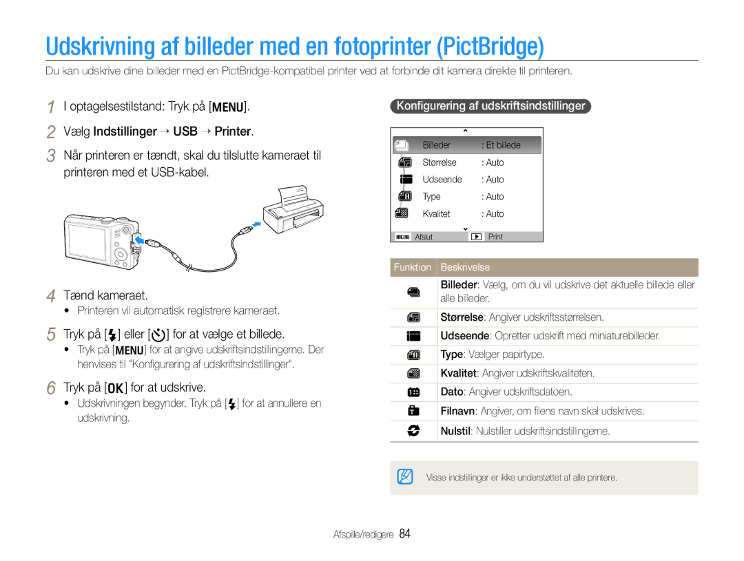 Samsung EC-WB610ZBDBE2 Udskrivning af billeder med en fotoprinter PictBridge, Tryk på F eller t for at vælge et billede 