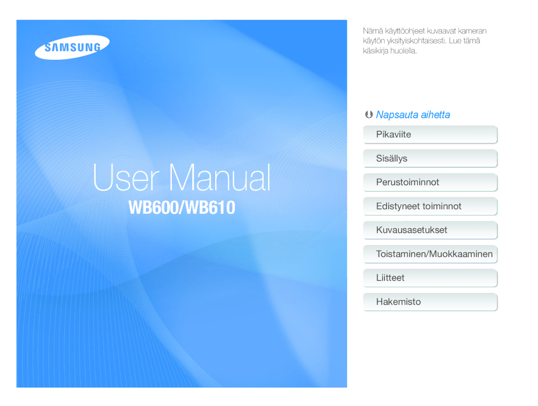 Samsung EC-WB610ZBDBE1, EC-WB600ZBPBE1, EC-WB600ZBPBGB, EC-WB610ZBDNE1, EC-WB600ZBPNE1, EC-WB600ZDPAME manual WB600/WB610 