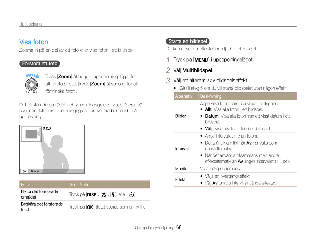 Samsung EC-WB610ZBDBE2, EC-WB600ZBPBE2 manual Visa foton, Tryck på m i uppspelningsläget, Välj Multibildspel 