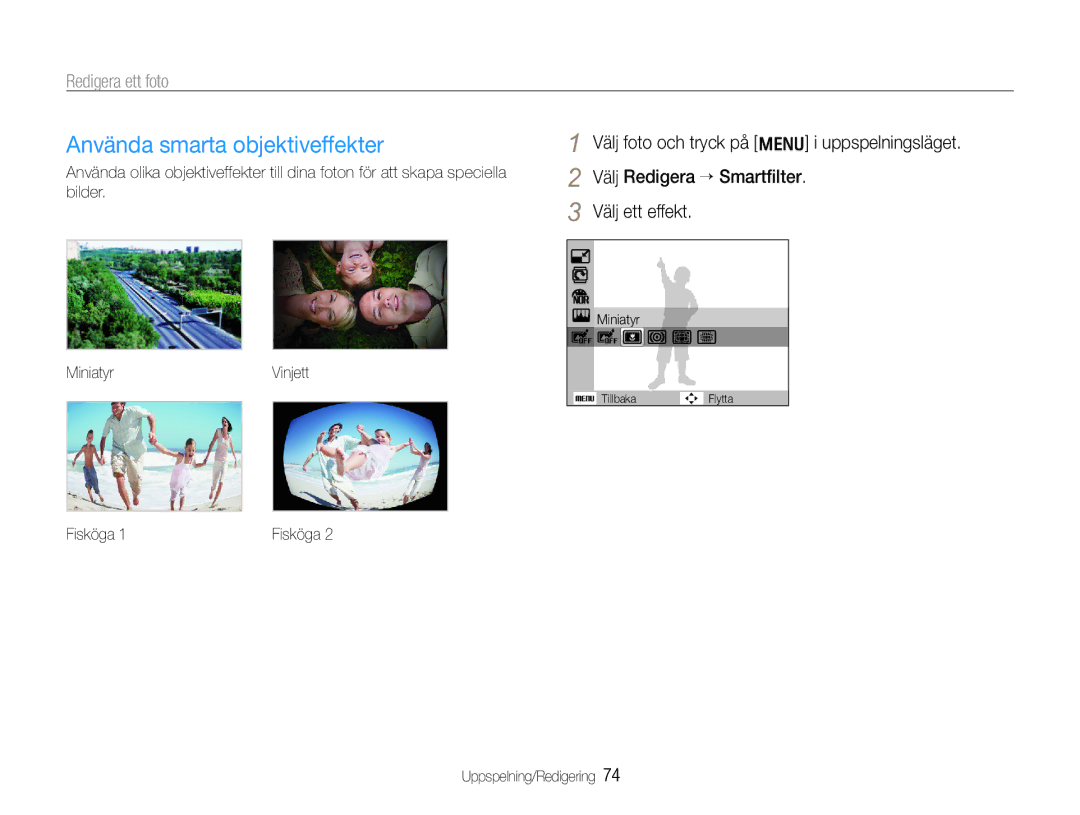 Samsung EC-WB610ZBDBE2, EC-WB600ZBPBE2 manual Använda smarta objektiveffekter, Miniatyr 