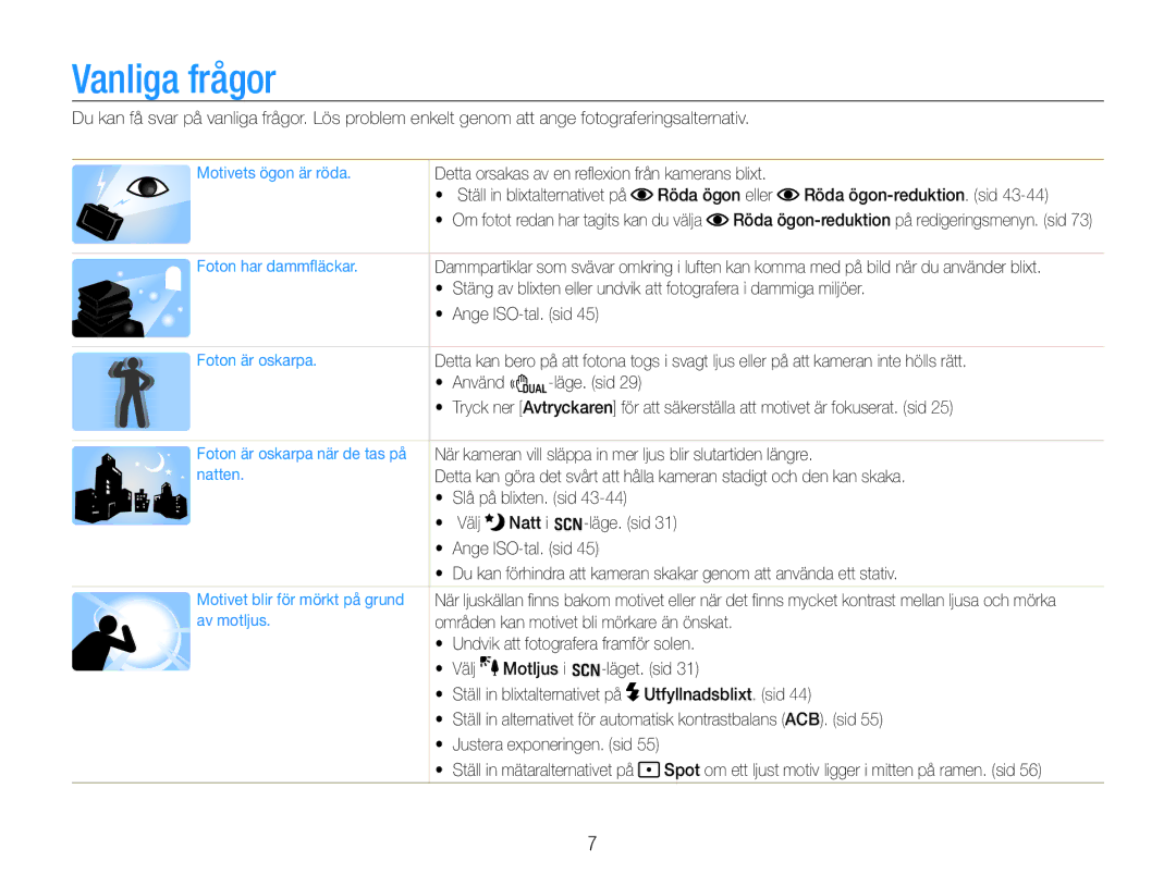 Samsung EC-WB600ZBPBE2, EC-WB610ZBDBE2 manual Vanliga frågor 