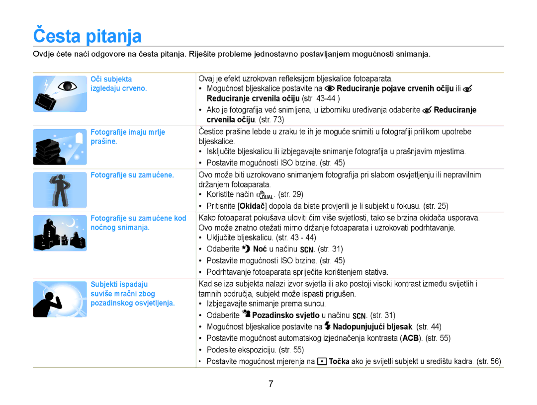 Samsung EC-WB600ZBPAE3, EC-WB600ZBPBE3, EC-WB600ZBPNE3 manual Česta pitanja 