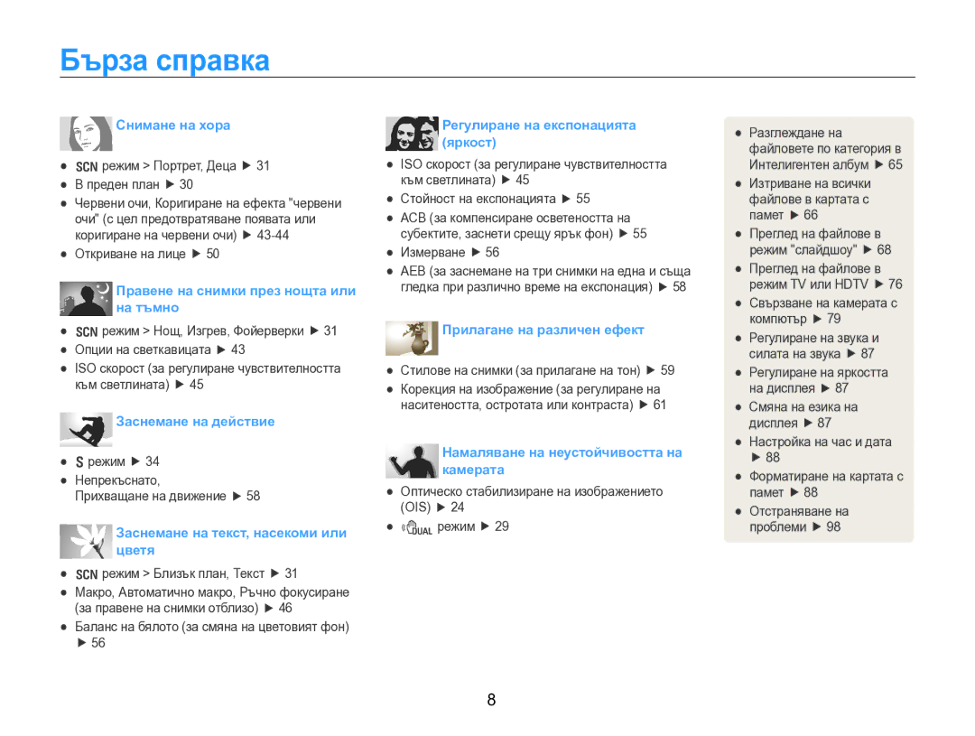 Samsung EC-WB600ZBPBE3 manual Бърза справка, Снимане на хора 