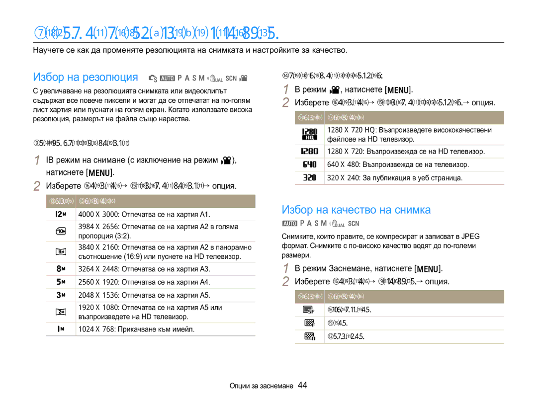 Samsung EC-WB650ZBPBE3 Ɂɡɛɨɪɧɚɪɟɡɨɥɸɰɢɹɢɤɚɱɟɫɬɜɨ, Ɂɡɛɨɪɧɚɪɟɡɨɥɸɰɢɹ S a p a h n d s, Ɂɡɛɨɪɧɚɤɚɱɟɫɬɜɨɧɚɫɧɢɦɤɚ 