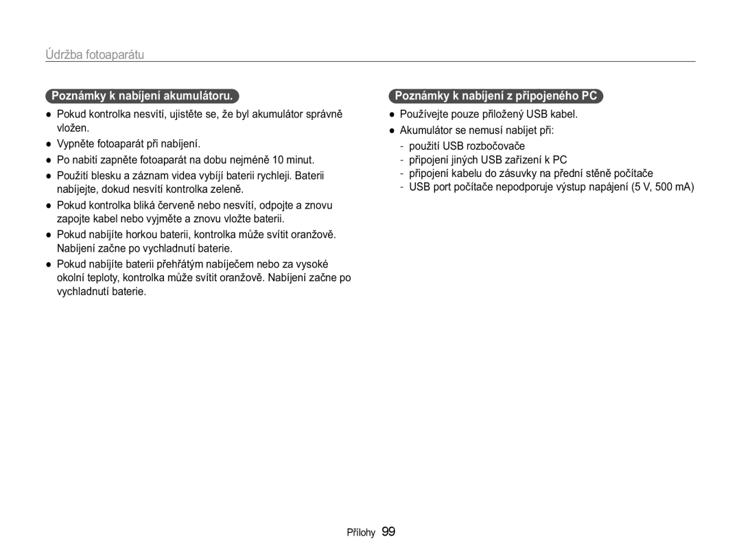 Samsung EC-WB650ZBPAE3, EC-WB650ZBPBE3 manual 3RXåtYHMWHSRXHSĜLORåHQê86%NDEHO, SĜLSRMHQtMLQêFK86%DĜtHQtN3 