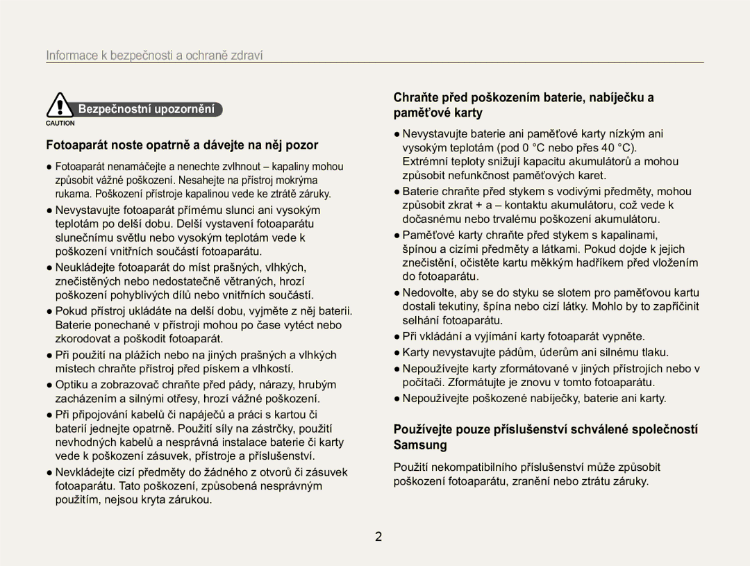 Samsung EC-WB650ZBPBE3, EC-WB650ZBPAE3 manual SDPČĢRYpNDUW, HSHþQRVWQtXSRRUQČQt 