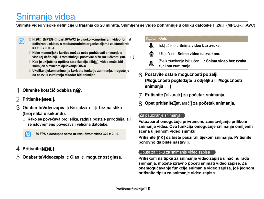 Samsung EC-WB650ZBPBE3, EC-WB650ZBPAE3 manual Vqlpdqmd ´, EurmVolndXVhnxqgl, 3ULWLVQLWHm@, 0RJXüQRVW 2SLV 