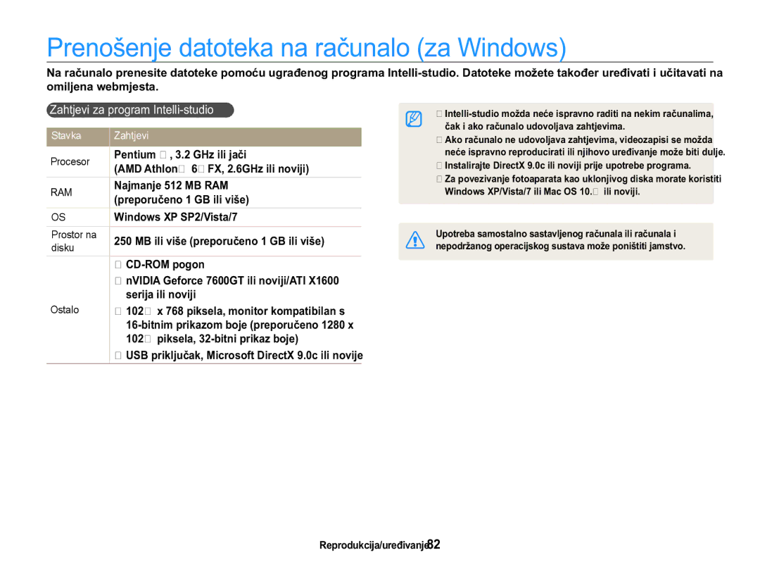 Samsung EC-WB650ZBPBE3, EC-WB650ZBPAE3 manual Stavka, Procesor, Prostor na, Disku, Ostalo 