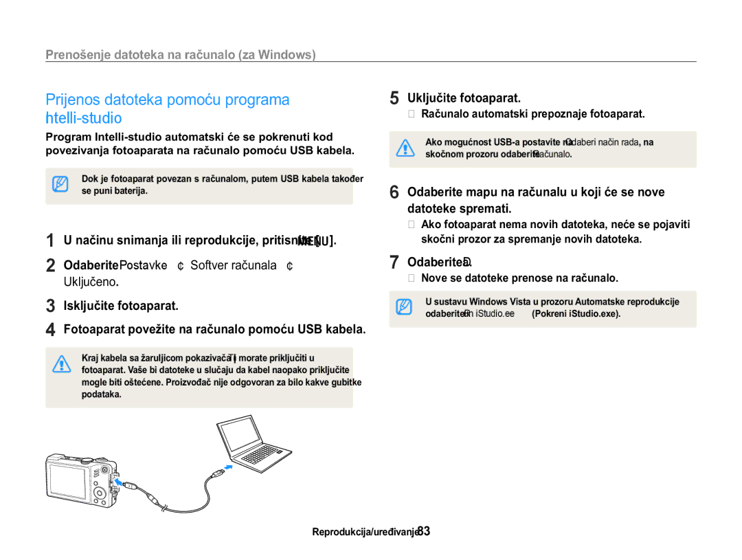 Samsung EC-WB650ZBPAE3 manual Intelli-studio, GdwrwhnhVsuhpdwl, 2GDEHULWH Postavke ¢6RIWYHUUDþXQDOD ¢ 8NOMXþHQR 