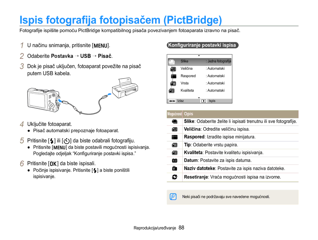 Samsung EC-WB650ZBPBE3 manual VSLVIRWRJUD¿MDIRWRSLVDþHP3LFW%ULGJH, 2GDEHULWH Postavka ¢ USB ¢ 3LVDþ, Lvslvlydqmh 