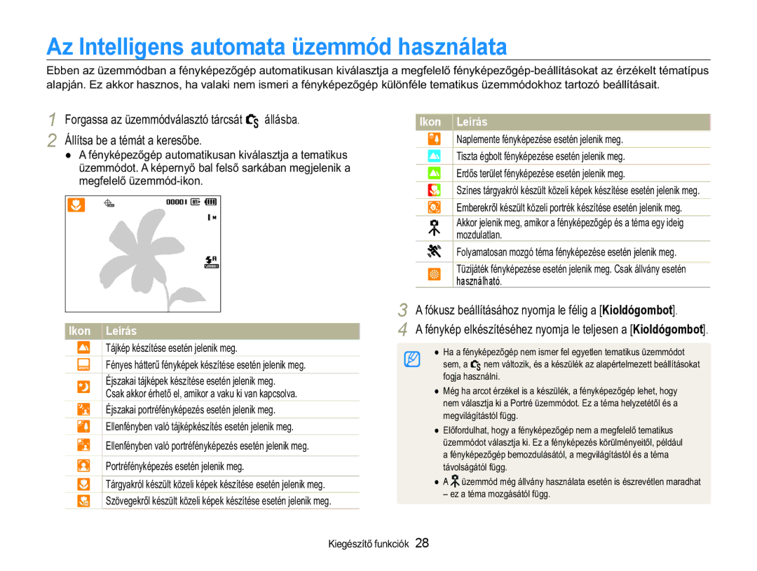 Samsung EC-WB650ZBPBIT Az Intelligens automata üzemmód használata, RUJDVVDDHPPyGYiODVWyWiUFViW S állásba, Prgxodwodq 