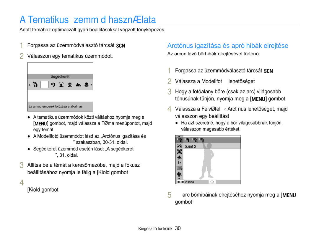 Samsung EC-WB650ZBPBE2 manual Tematikus üzemmód használata, Fénykép elkészítéséhez nyomja le teljesen a Kioldógombot 