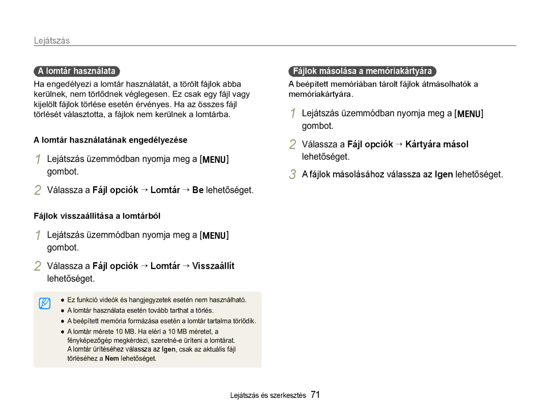 Samsung EC-WB650ZBPAE3 manual 9iODVVDDFájl opciók ¤Kártyára másol, HMiWViVHPPyGEDQQ\RPMDPHJDm OHKHWĘVpJHW 