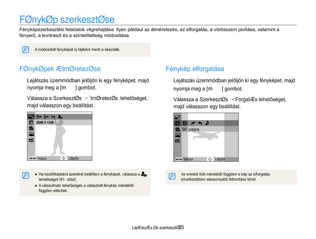 Samsung EC-WB650ZBPAE3, EC-WB650ZBPBIT, EC-WB650ZBPBE3 Fénykép szerkesztése, Fényképek átméretezése, PQ\NpSHOIRUJDWiVD 