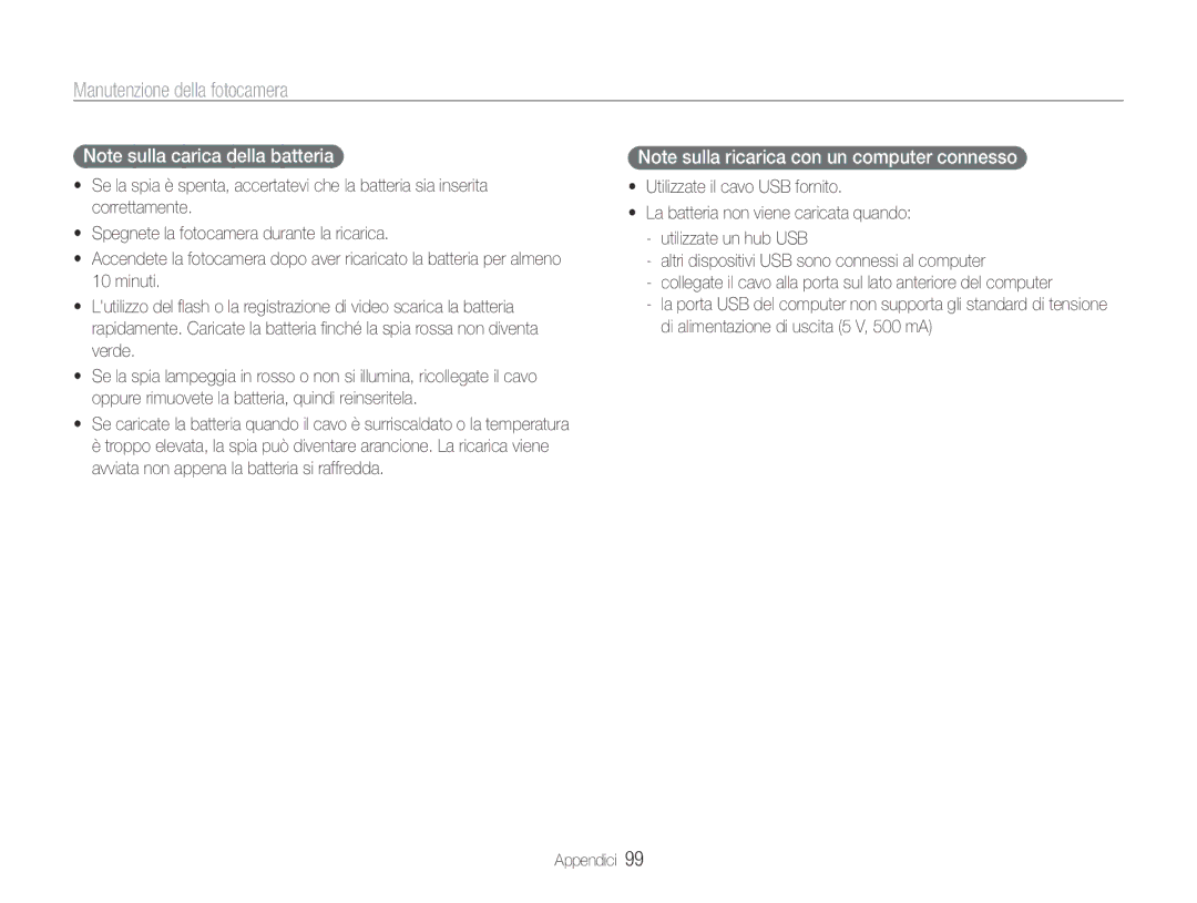 Samsung EC-WB650ZBPBE1, EC-WB650ZBPAE3, EC-WB650ZBPBIT, EC-WB650ZBPAIT manual Manutenzione della fotocamera 