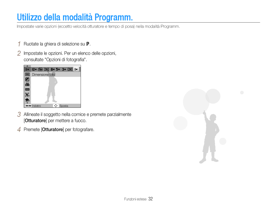 Samsung EC-WB650ZBPAE3, EC-WB650ZBPBE1, EC-WB650ZBPBIT, EC-WB650ZBPAIT manual Utilizzo della modalità Programm 