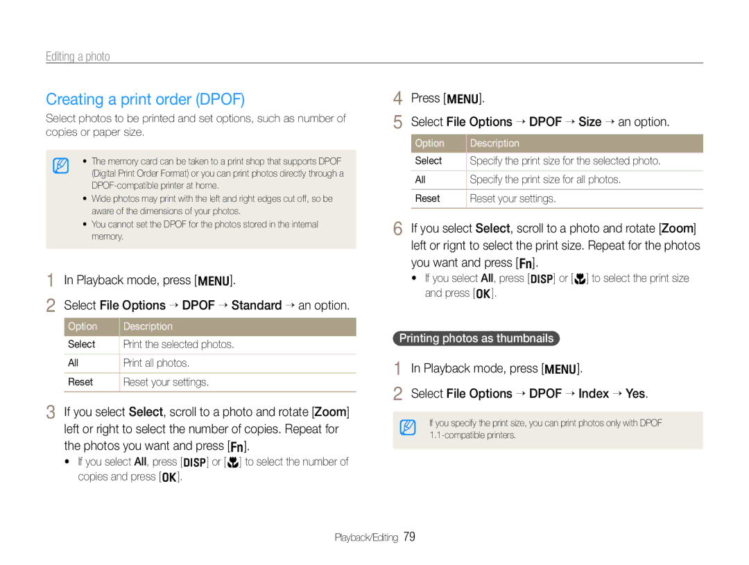 Samsung EC-WB650ZDPBAS, EC-WB650ZBPBE1 manual Creating a print order Dpof, You want and press f, Photos you want and press f 