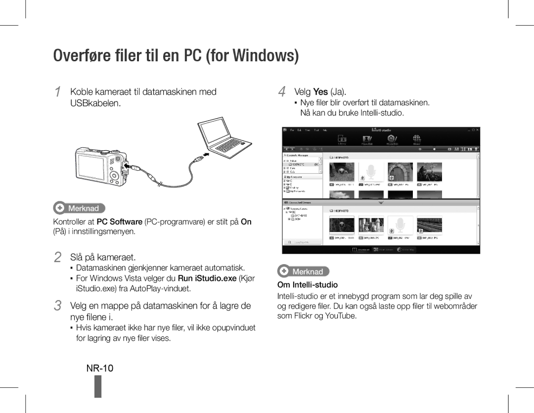 Samsung EC-WB650ZBPBE1, EC-WB660ZBDBE1, EC-WB650ZBPAE3, EC-WB650ZBPBIT manual Overføre filer til en PC for Windows, NR-10 