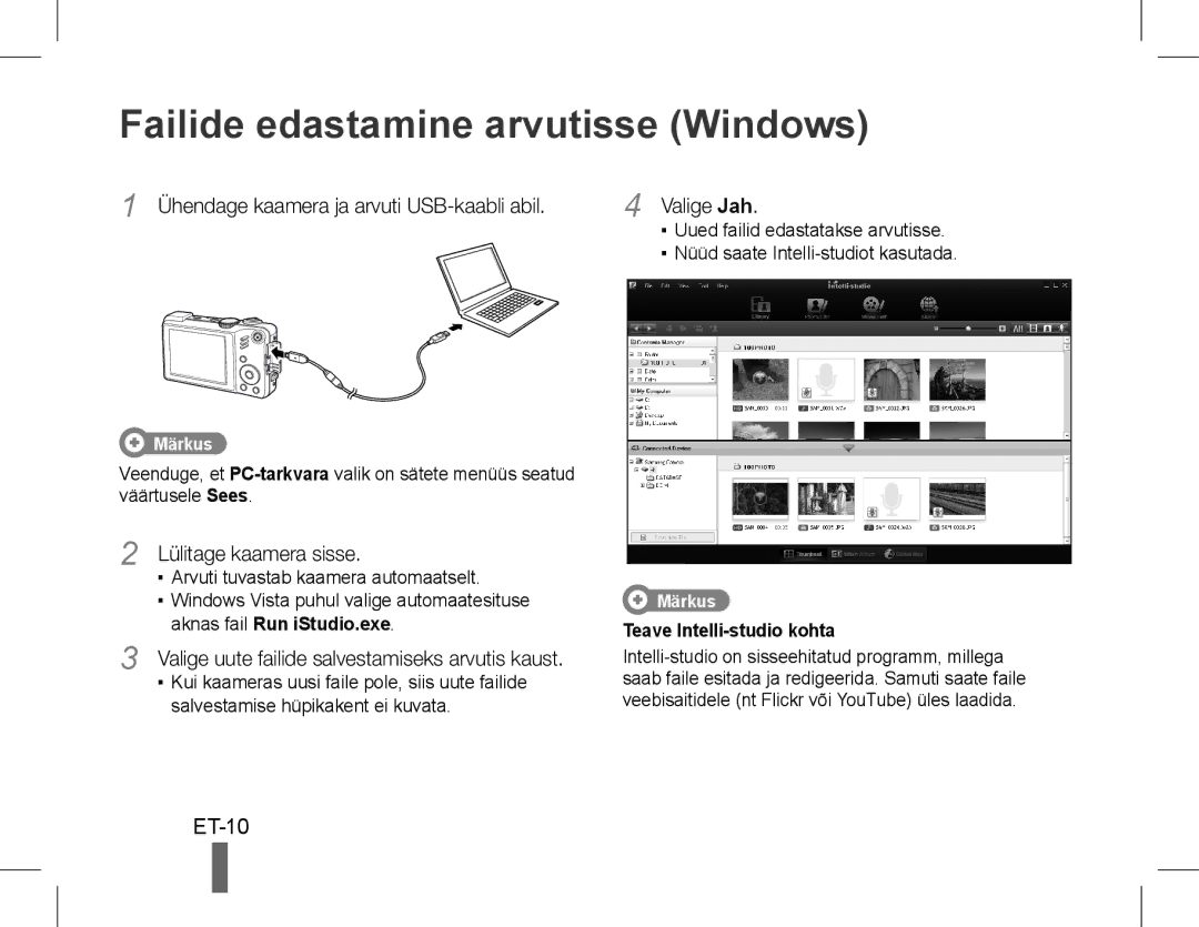 Samsung EC-WB650ZDPBAS, EC-WB650ZBPBE1, EC-WB660ZBDBE1, EC-WB650ZBPAE3 manual Failide edastamine arvutisse Windows, ET-10 