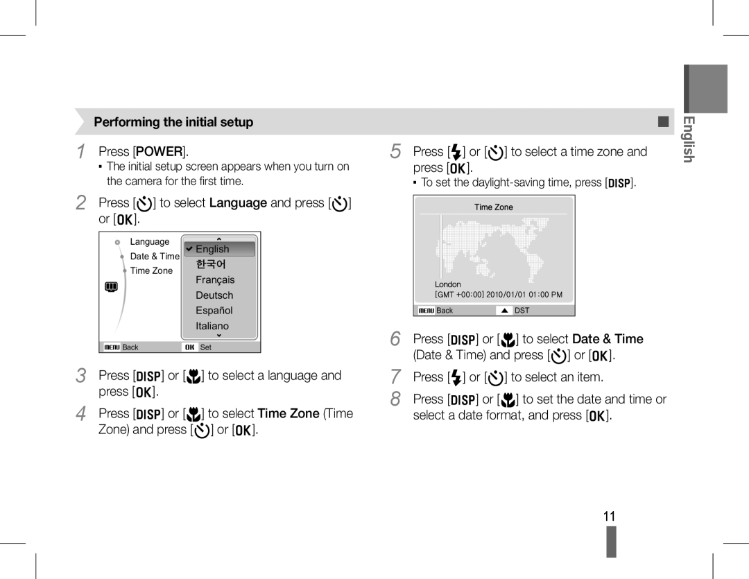 Samsung EC-WB650ZDPAIR manual Press t to select Language and press t, Or o, Press D or M to select a language, Press o 