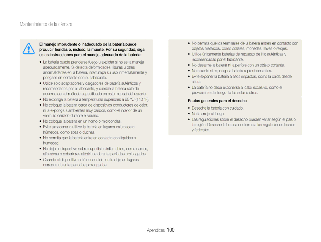 Samsung EC-WB660ZBDBE1, EC-WB650ZBPBE1, EC-WB650ZDPBAS, EC-WB650ZBPAE1 manual Mantenimiento de la cámara 