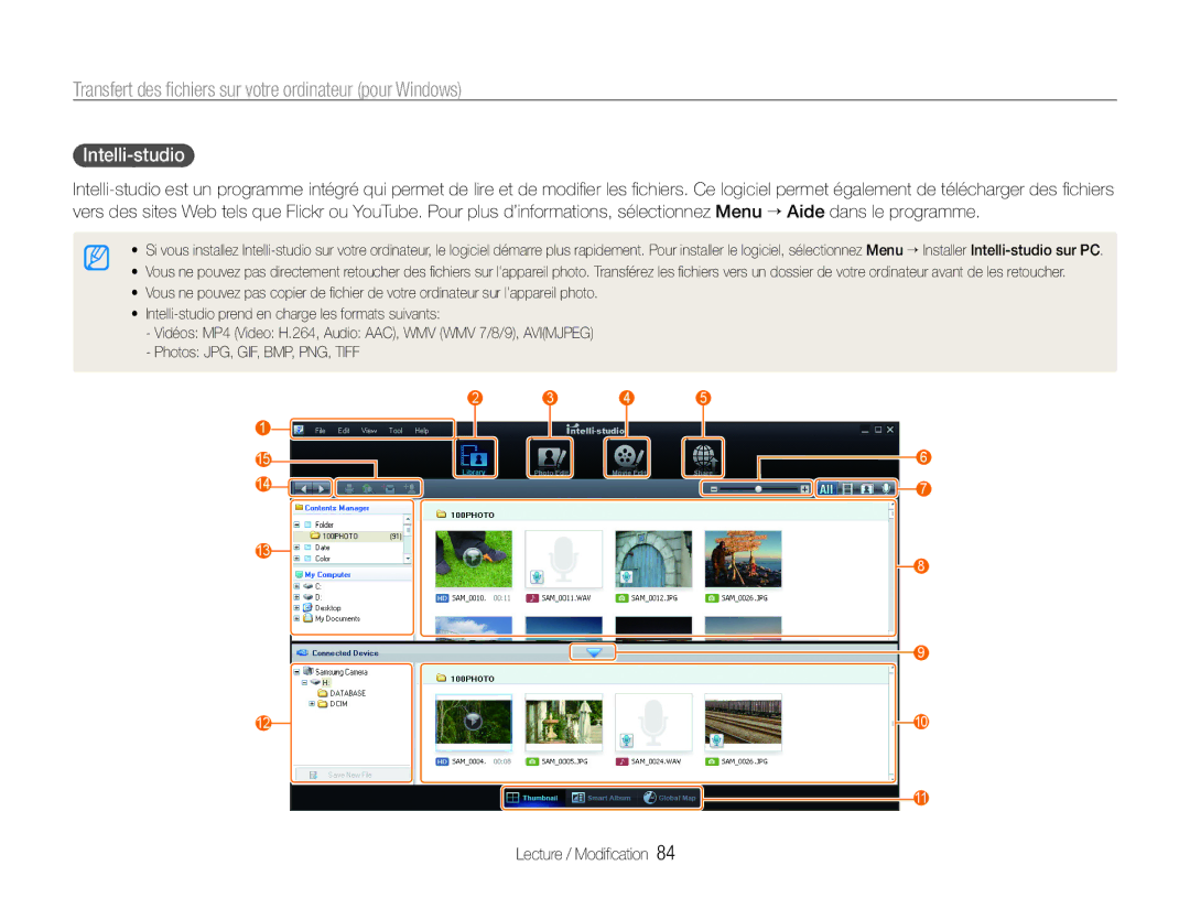 Samsung EC-WB660ZBDBE1, EC-WB650ZBPBE1 manual Transfert des fichiers sur votre ordinateur pour Windows, Intelli-studio 