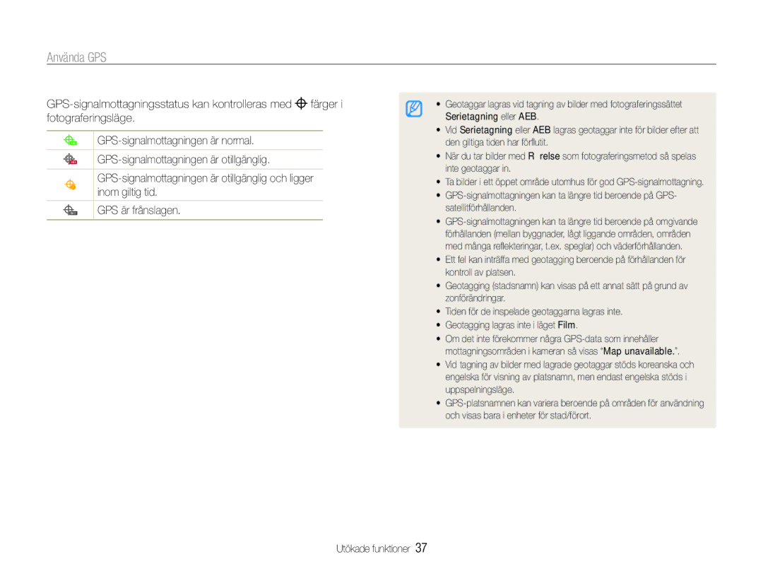Samsung EC-WB660ZBDBE2, EC-WB650ZBPBE2 manual Använda GPS, Satellitförhållanden 