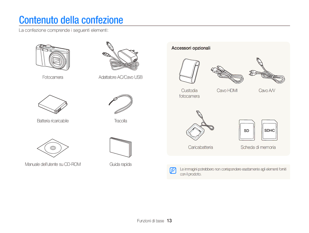 Samsung EC-WB690ZBPBE1 manual Contenuto della confezione 