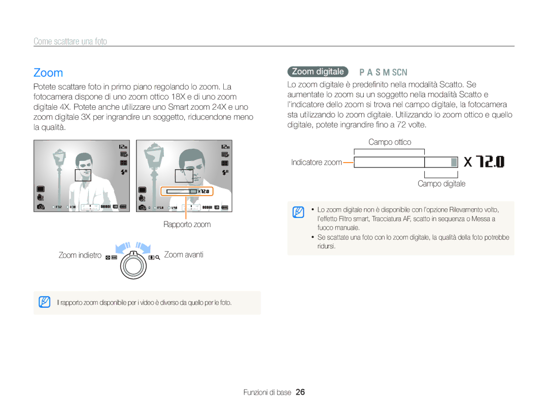 Samsung EC-WB690ZBPBE1 manual Come scattare una foto, Zoom digitale Ò a h M s 