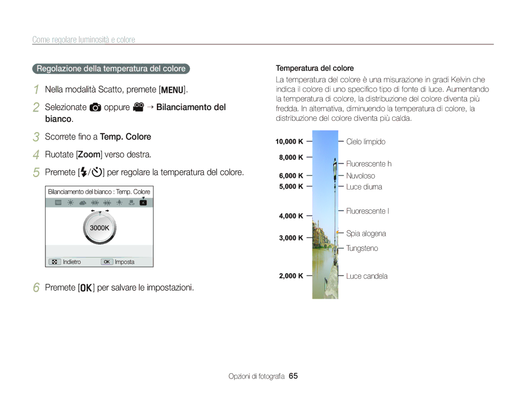 Samsung EC-WB690ZBPBE1 manual Temperatura del colore 