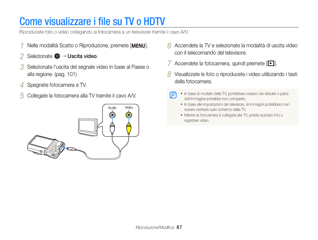 Samsung EC-WB690ZBPBE1 manual Come visualizzare i ﬁle su TV o Hdtv 