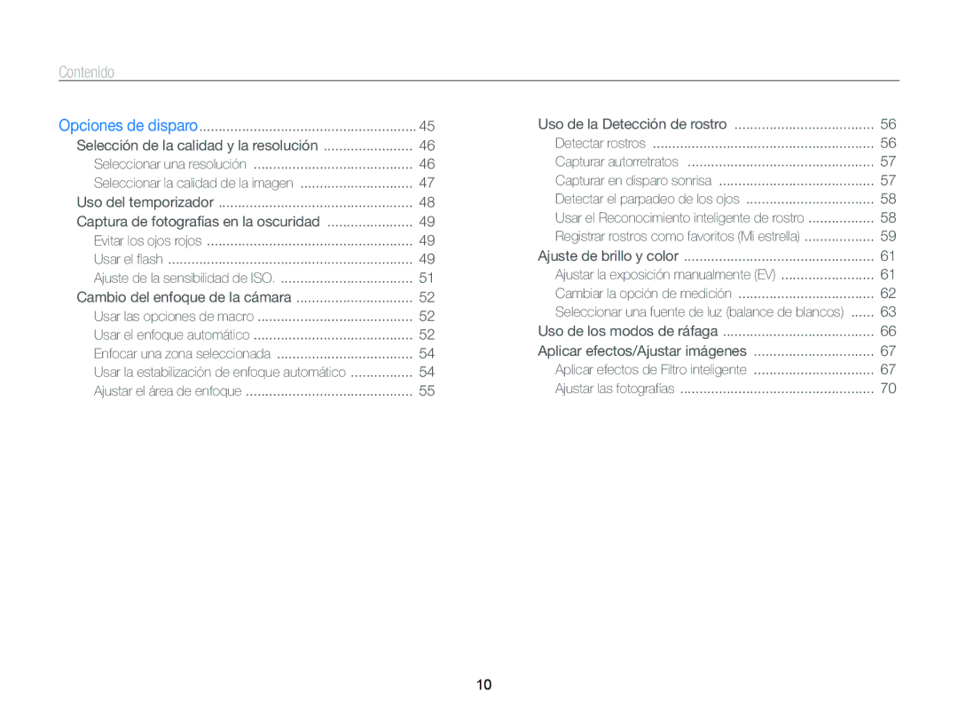 Samsung EC-WB690ZBPBE1 manual Contenido 